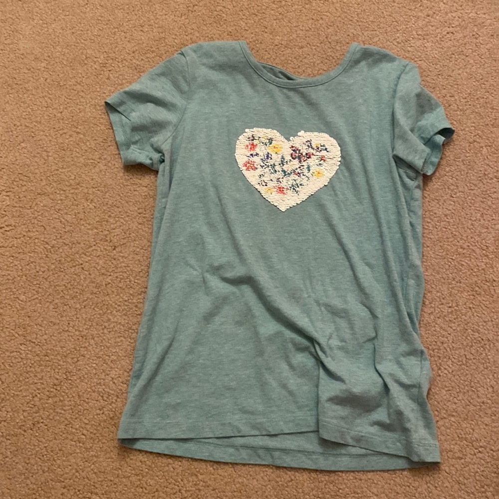 flower heart shirt with sequins